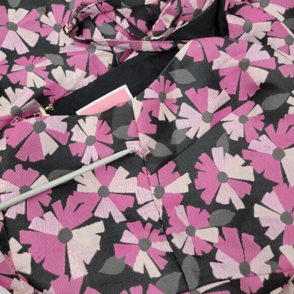 KATE SPADE Womens 14 Wallflower Jacquard Dress Pink Black Metallic A Line Knee - Picture 12 of 16